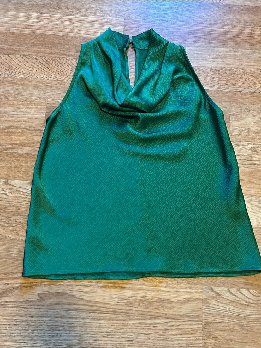 Sleeveless Cowl Neck Top in Emerald Green.Size XS